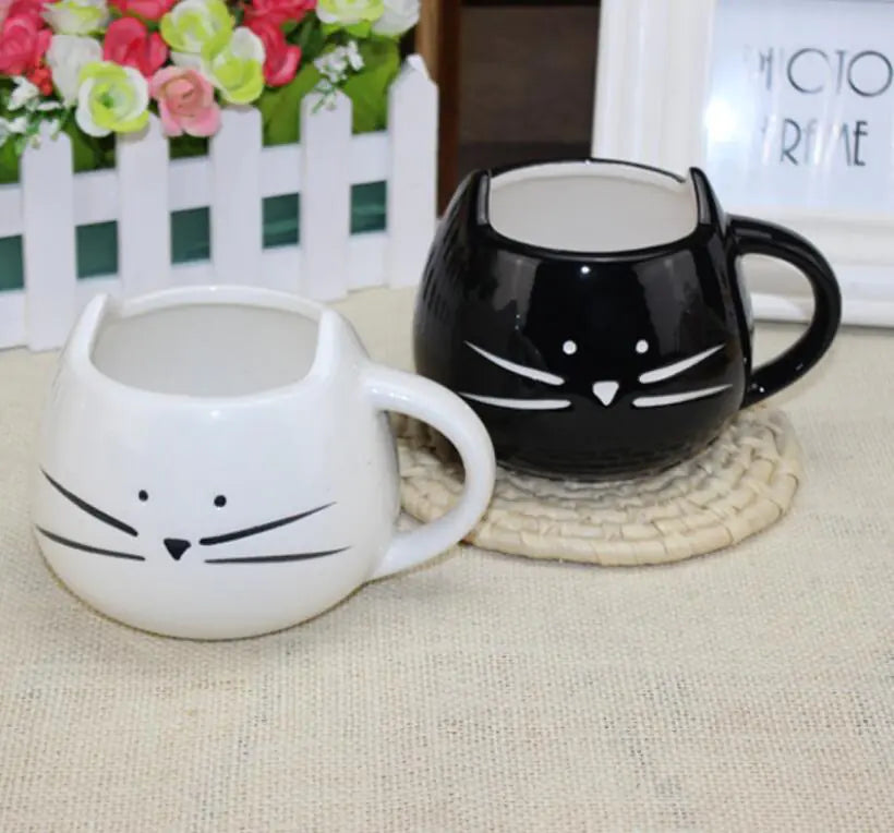 Creative Black and White Cat Ceramic Mug