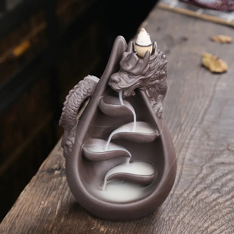 Chinese Dragon Backflow Incense Burner Home Decor