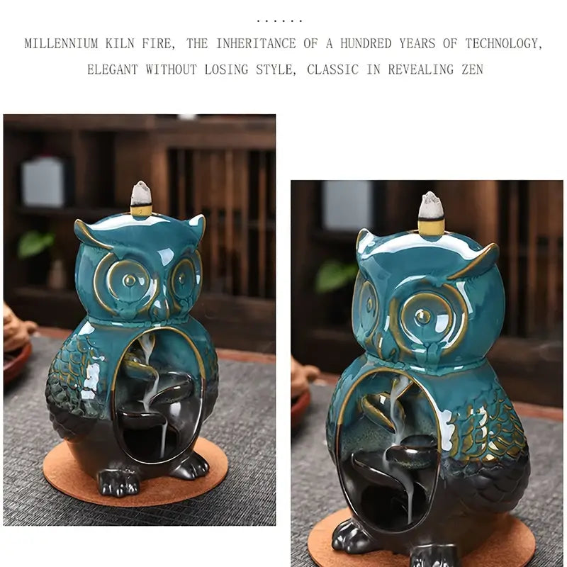 20pcs Backflow Incense Cones with Owl Ceramic Burner