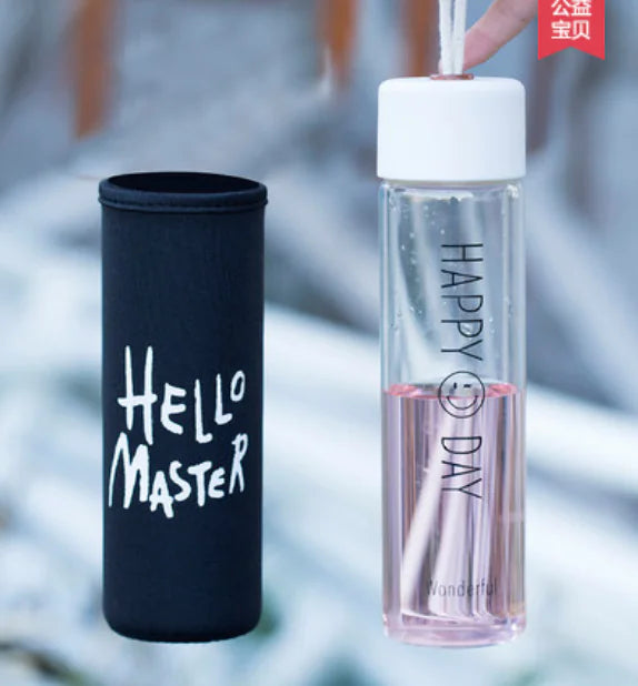 Korean Cute Portable Glass Cup for Students