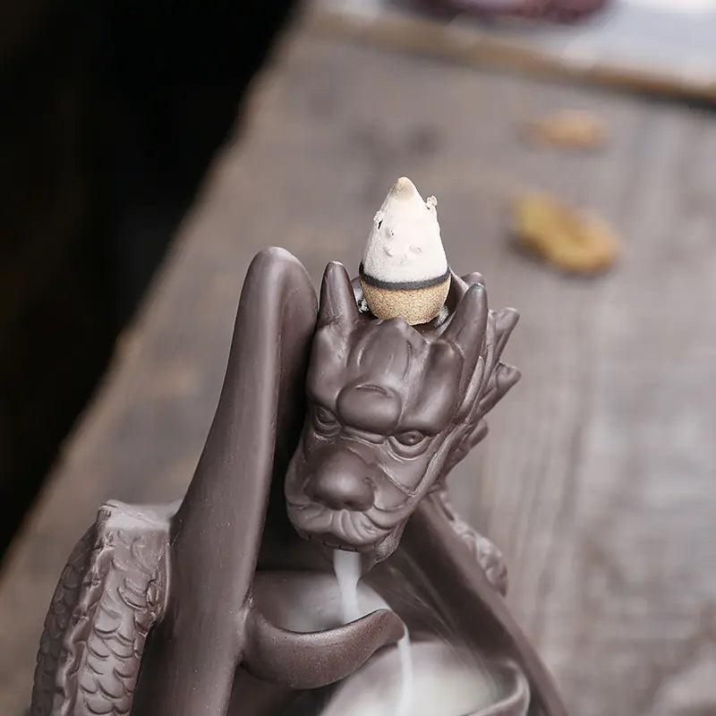 Chinese Dragon Backflow Incense Burner Home Decor