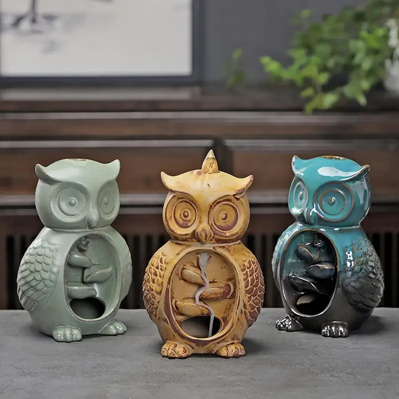20pcs Backflow Incense Cones with Owl Ceramic Burner
