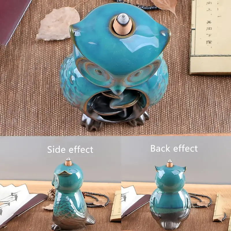 20pcs Backflow Incense Cones with Owl Ceramic Burner