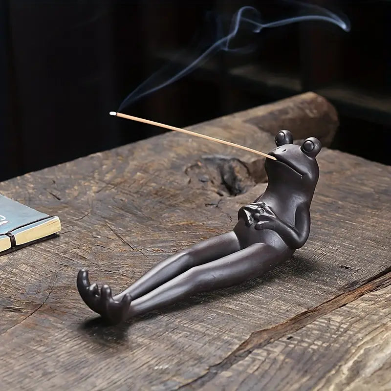 Ceramic Frog Incense Holder for Home and Office Decor