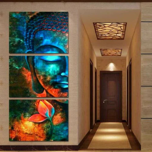 Triptych Buddha Canvas Wall Art, Spray Paint Decor