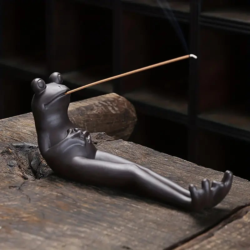 Ceramic Frog Incense Holder for Home and Office Decor