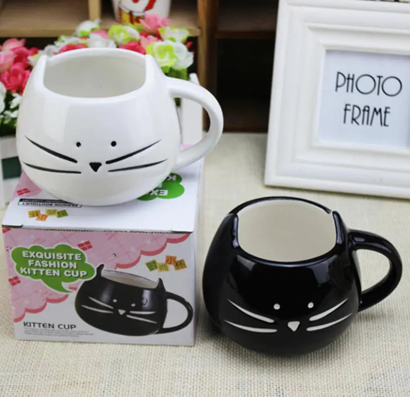 Creative Black and White Cat Ceramic Mug