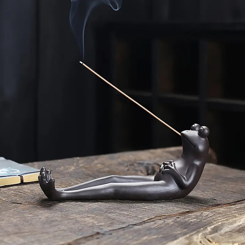 Ceramic Frog Incense Holder for Home and Office Decor
